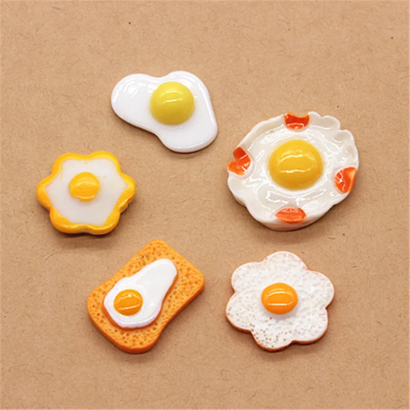 10pcs Kawaii Resin Poached Egg Simulation Miniature Food Art Flatback Cabochon Accessories DIY Craft Decoration | Дом и сад