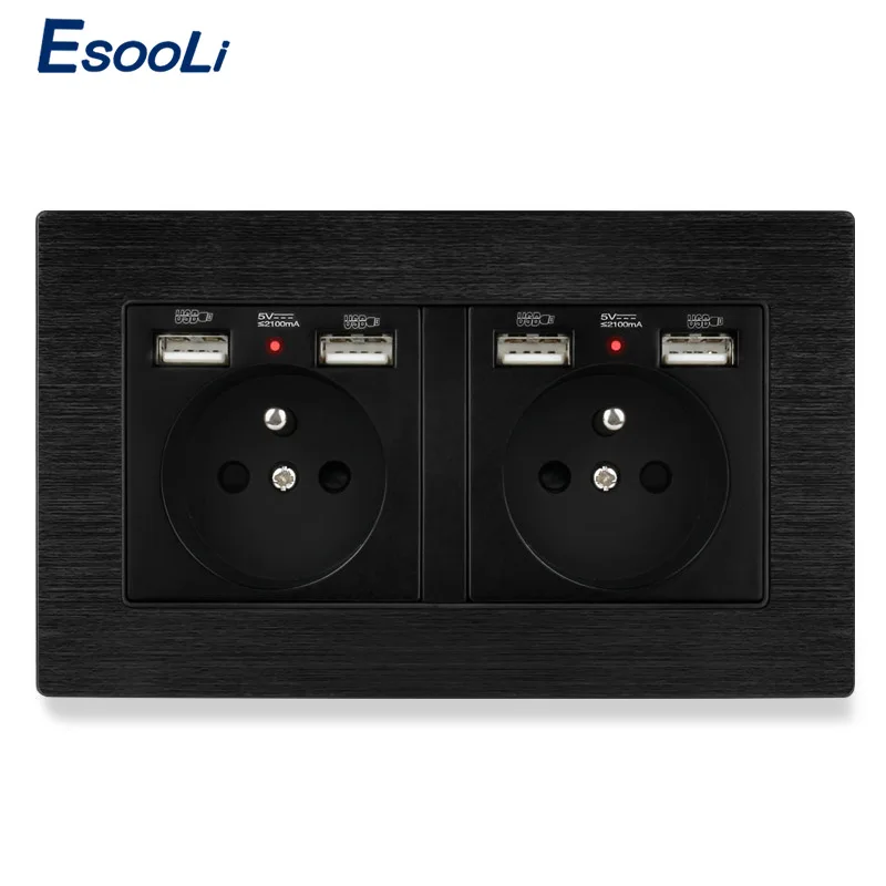 Настенная розетка Esooli французский стандарт 4 порта USB для зарядки мобильный