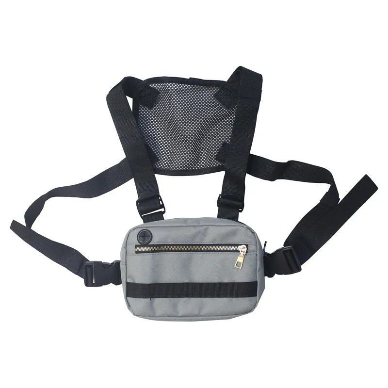Мужская и женская сумка для груди в стиле хип-хоп, уличная поясная сумка, регулируемые тактические нагрудные сумки, поясная сумка, уличная поясная сумка - Цвет: Серый цвет