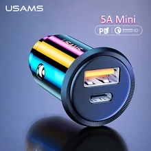 USAMS 5A Быстрая зарядка 4,0 автомобильное зарядное устройство для iPhone 11 Xiaomi huawei mate 30 pro SCP QC4.0 QC3.0 QC Быстрый PD мини автомобильный телефон зарядное устройство s