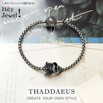 Beads Bracelet Chain With Skull King Karma Jewelry Gift For Europe Men and Women In 925 Sterling Silver Fit Pendants and Charms