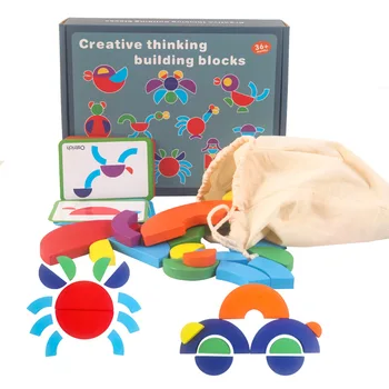 

Creative thinking building blocks Rainbow Blocks Stacking Balance Blocks kids Senses Wooden Toys baby learning toys for Children