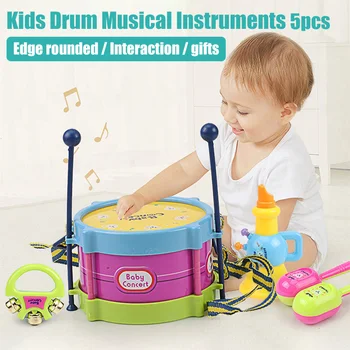 

5pcs Kids Baby Roll Drum Musical Instruments Band Kit Children Toy Set AN88