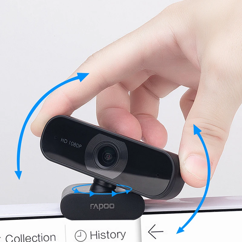 Rotatable para Transmissão ao Vivo 1080p com Usb com Microfone Original Rapoo Webcam Câmeras Vídeo Chamada Conferência C260 hd - Imagem 5