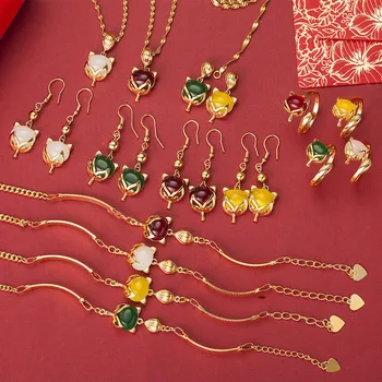 

alluvial gold fox four-piece set chain three-piece accessories wholesale jewelry new web celebrity undertakes to supply