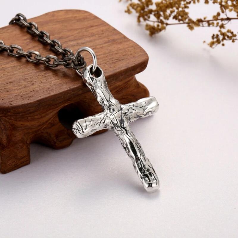 Scarred Cross Thai Silver Pendant Silver 925 Necklace Jewelry Choker Trendy Cross Pendant Necklace Men Pendant Accessories