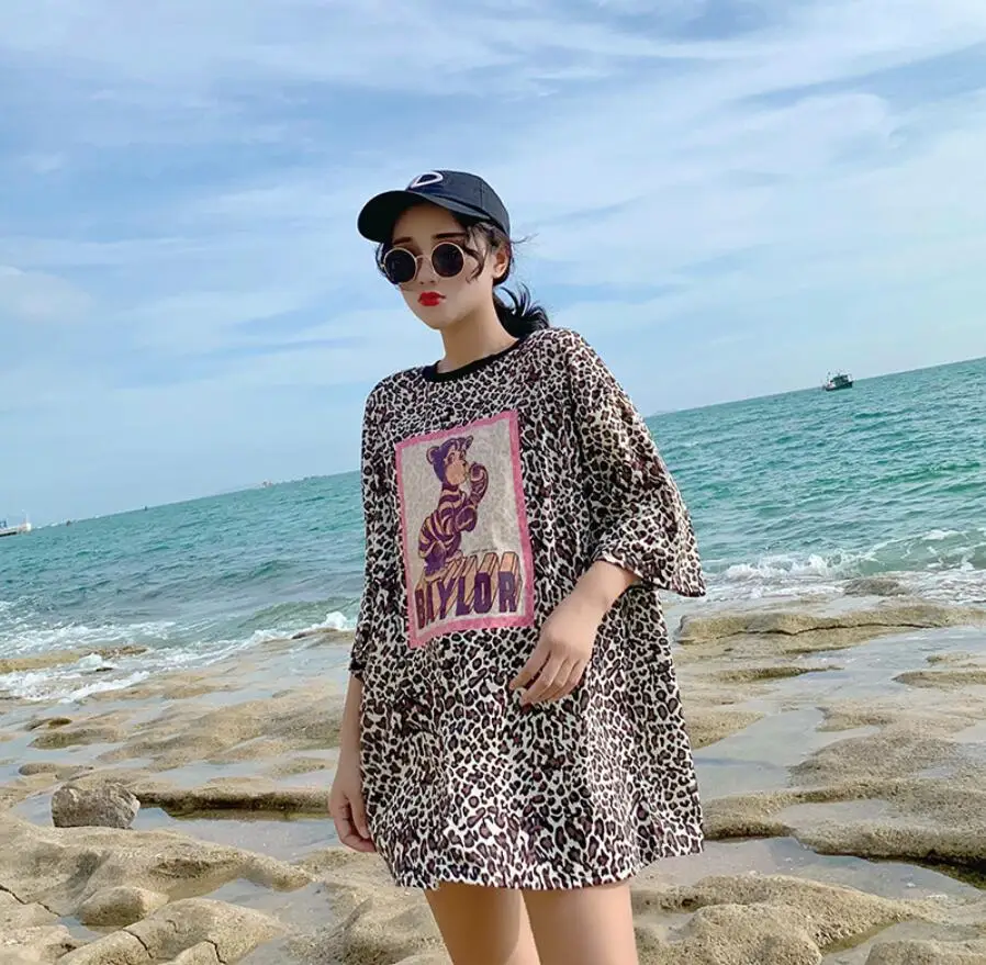 2019 New  Summer Leopard Print LadiesCotton T