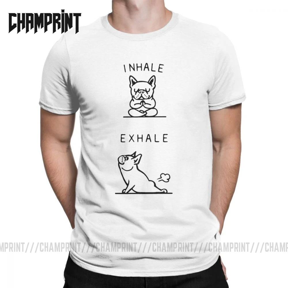 Мужская футболка с надписью Inhale Exhale Frenchie French Bulldog хлопковые топы винтажные