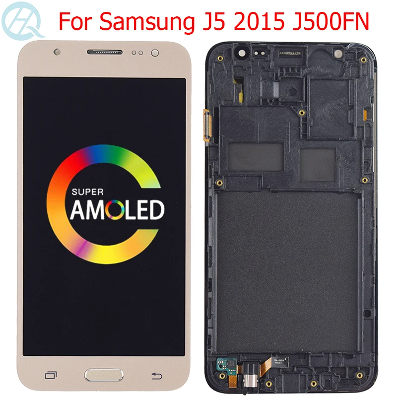 Оригинальный ЖК дисплей J500FN AMOLED для Samsung Galaxy J5 2015 с рамкой 5 0 дюйма SM J500F J500G J500M J500H