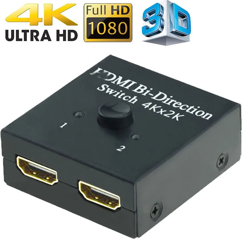 Bi-Direction Smart Switcher 2x1 1x2 Ultra HD UHD 4K HDMI-compatible Bidirectional Switch Hub Box HDCP 3D 1080p 4Kx2K Resolution