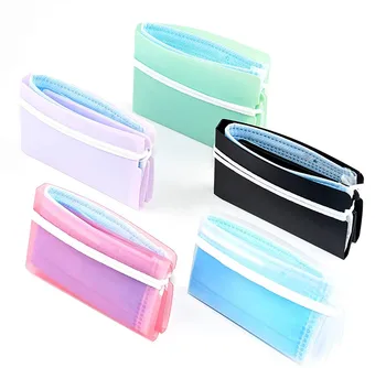 

5pc Face Mask Storage Case Mask Storage Clip Foldable Storage Bag Portable Disposable Face Masks Organizer Masks Storage Box