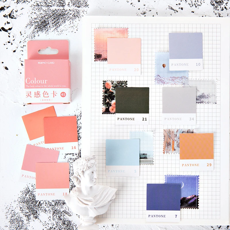 

45 pcs/Box Colour Indexes Bullet Journal Decorative Sticker Stationery Craft Stickers Scrapbooking DIY Diary Album Stick Label
