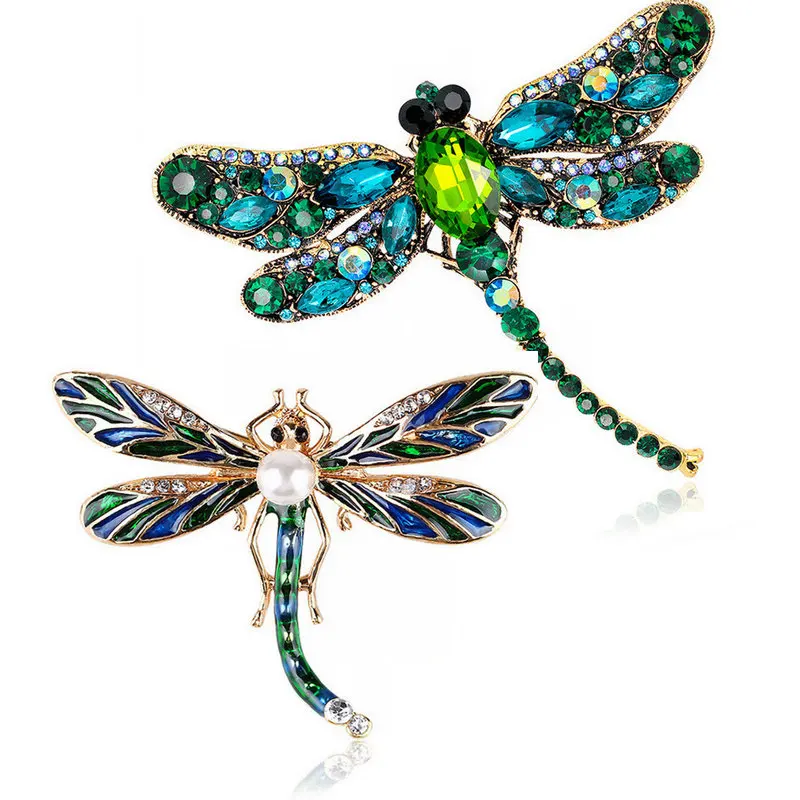 

Retro Gold Crystal Zircon Dragonfly Brooch Coat Dress Pin Scarf Buckle Corsage Insects Brooch For Women Cute Jewelry Accessories
