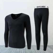 Мужское однотонное осенне-зимнее теплое термо белье, комплект кальсонов с длинным рукавом, толстое термобелье, большой размер 3XL 4XL