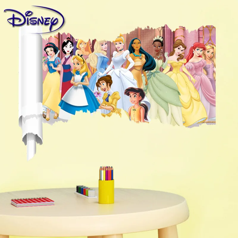 

Disney new princess 3D stickers stereo scroll living room TV background porch decorative stickers