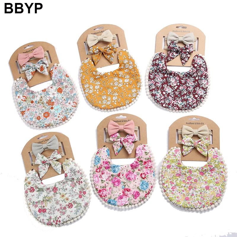 

3Pcs/set Baby Bib Infant Burp Cloths Toddler Cotton Bib Kid Floral Towel Dinner Feeding Double-deck Cute Girl Bibs