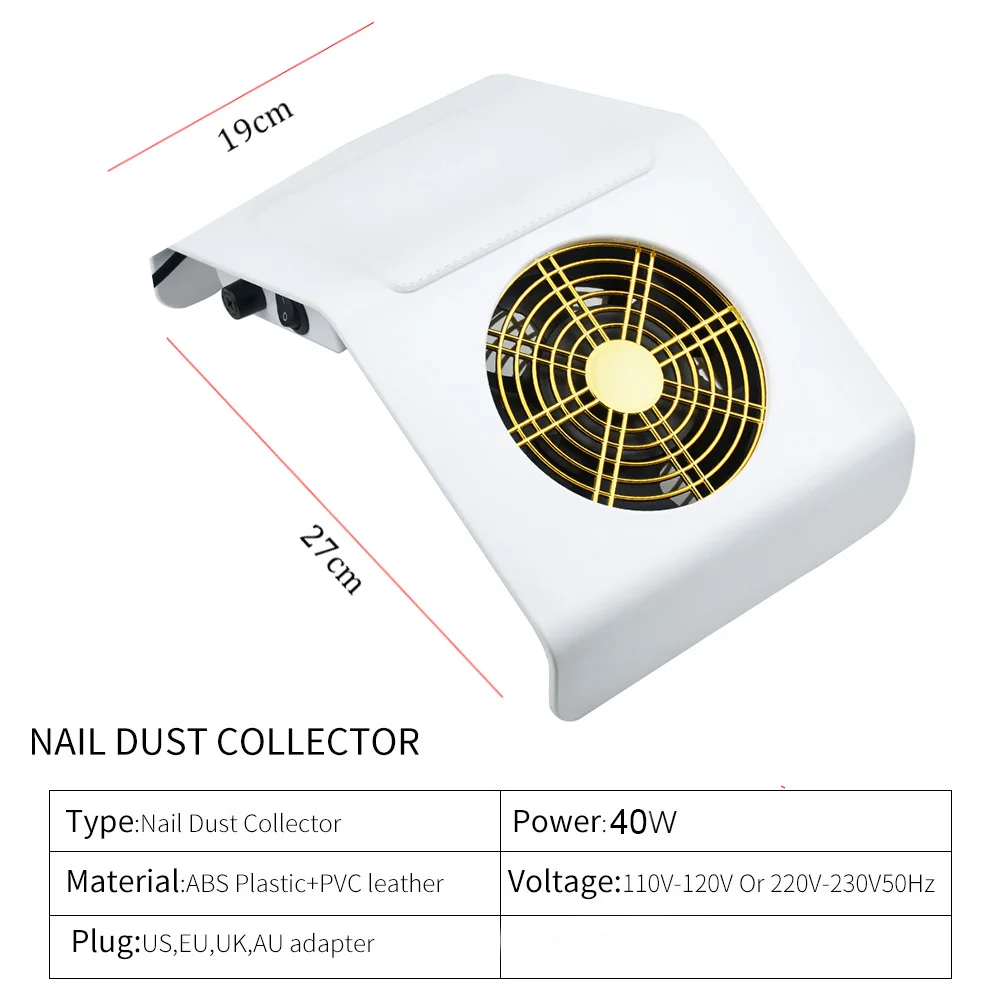 Online 40W Nagel Staub Collector Neue Starke Leistung Nail Fan Kunst Salon Saug Staub Collector Maschine Staubsauger Fan mit 2 taschen