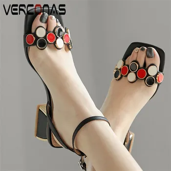 

VERCONAS Women Thick Heel Popular Comfortable Wild Sandals Square Toe High Quality Party Pumps Thick Heels Summer Shoes Woman