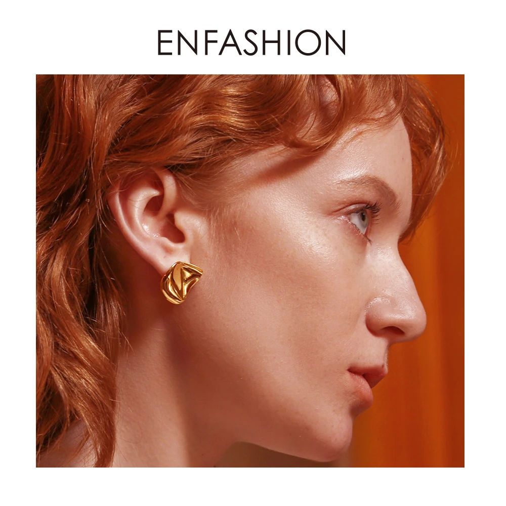 ENFASHION, серьги-капли в виде лепестков цветов для женщин, золотой цвет, большой лист, расплавленный, свисающие серьги, модное ювелирное изделие, Kolczyki E191095