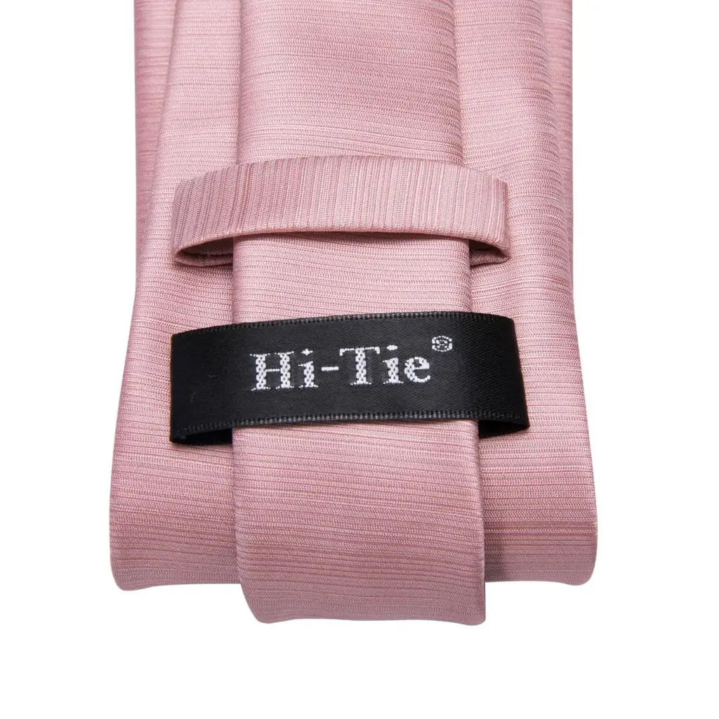 Roségoldene, einfarbige Hochzeitskrawatte für Herren, mit Manschettenknöpfen und Taschentuch, Geschenk für Männer, modische Designer-Krawatte für Business und Partys, Dropship Hi-Tie – Detail 6
