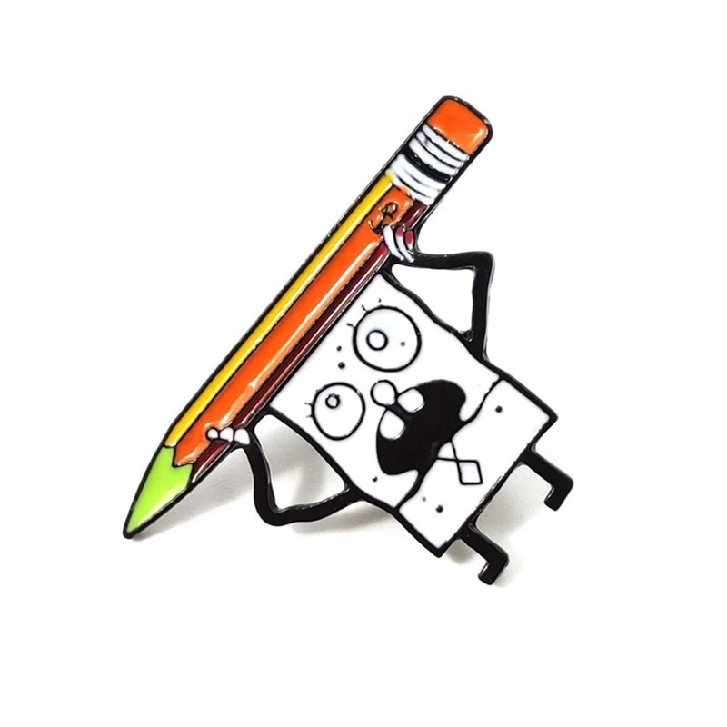 Мультфильм Губка Боб и карандаш Броши милые каракули эмалированные булавки для рюкзака Сумка Одежда Кнопка значок подарки для детей Броши