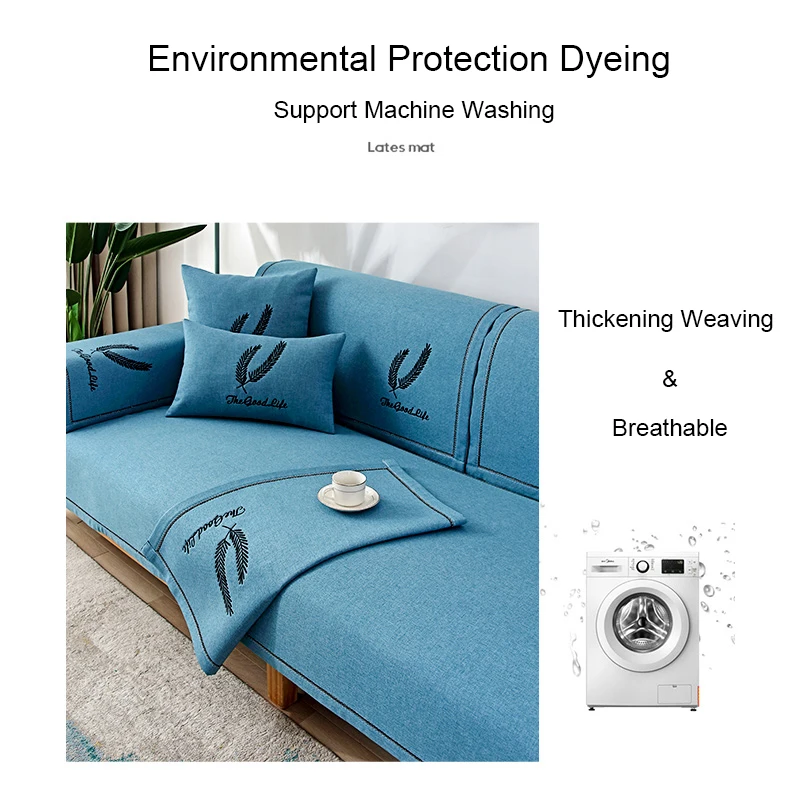 Embroidered Cotton Linen Fabric Sofa Cushion Sofa Cover Sofa Towel  Couch Cover Seat Cover for Living Room Corner Sofa Towel