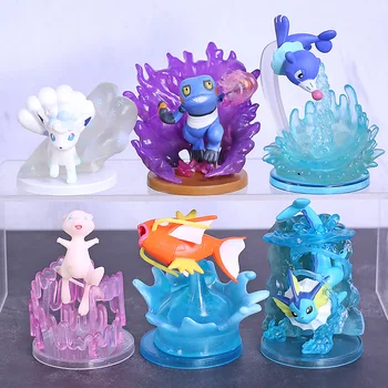 

Anime Monsters Center Gallery Mew Vulpix Popplio Groagunk Magikarp Vaoreon PVC Figures Model Toys 6pcs/set