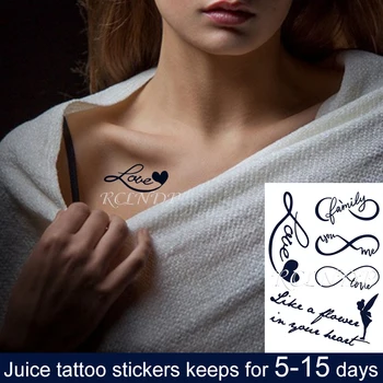 

Waterproof Temporary Juice Ink Sticker Love Heart Hand Design Flower Fairy "8" Fruit Gel Long Lasting Tattoo for Men Women