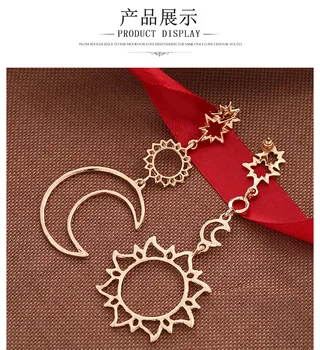 

Women Fashion Dangle Long Earrings Hollow Out Star Moon Sun Asymmetry Geometric Drop Earrings Charm Jewelry