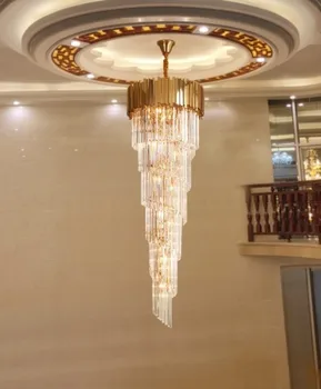

JUBILANT Luxury Chandelier Lighting For Staircase Long Gold Crystal Light Fixtures Large Hallway Indoor Stair LED Cristal Lamp
