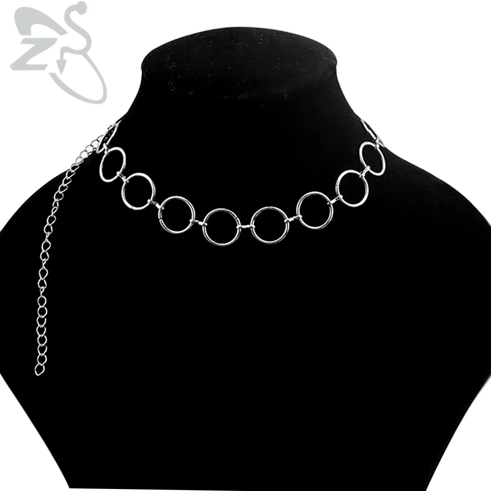 

ZS Boys' Round Chain Punk Rock Necklaces Stainless Steel Short Necklaces for Men Korean Style Kpop Jewelry corrente masculina