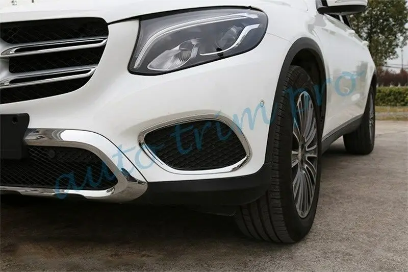 Хромированные детали, подходят для Mercedes Benz GLC X253 Передний+ задний противотуманный светильник, противотуманный светильник, накладка, аксессуары для литья