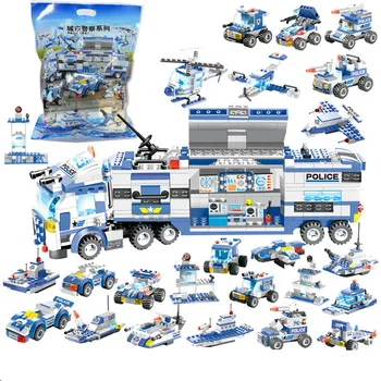 762 Uds. Robot de policía de ciudad avión coche conjunto de bloques de construcción modelo SWAT Playmobil creador conjunto juguetes educativos para niños