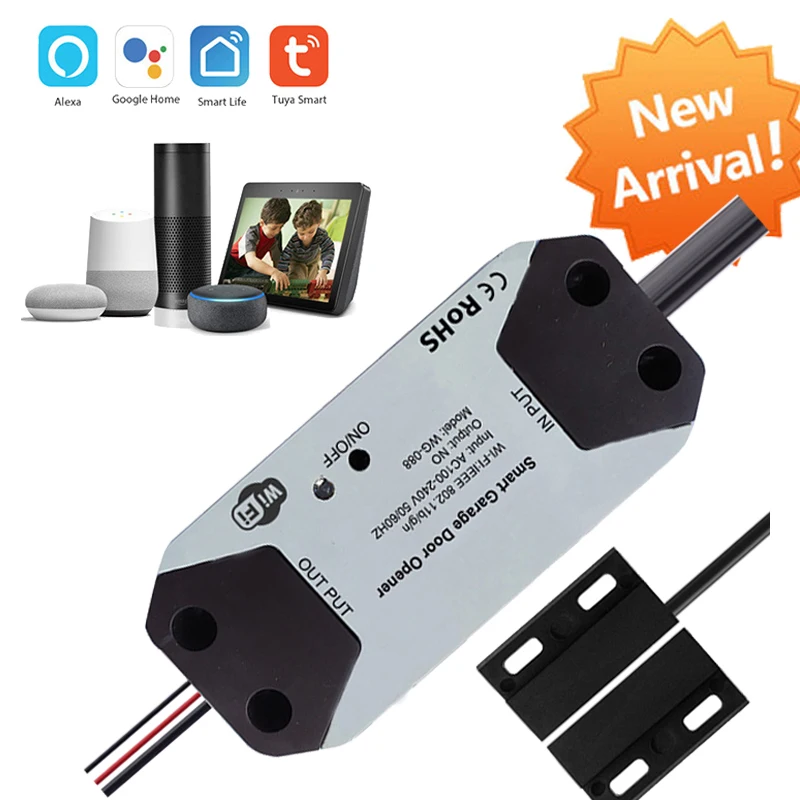 Abridor de puerta de garaje inalámbrico con control remoto, Wifi, Supprot, Alexa, Google Home, por voz, funciona con la aplicación Tuya Smart y Smartlife