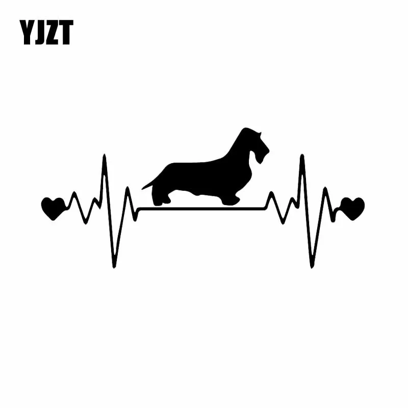 YJZT 17,2X7,5 см Wirehaired Dachshund Lifeline автомобильный стикер такса сердцебиение виниловая наклейка с принтом собаки черный/серебристый C24-1318