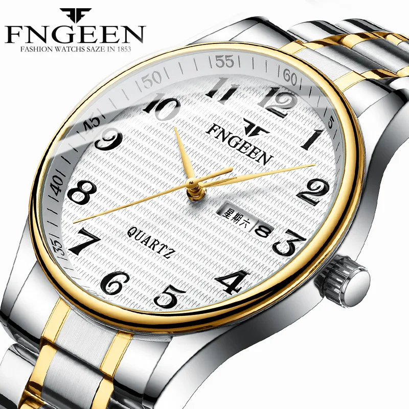 

2019 Hot Sale Fashion Men Watch Sports Watch Men's Watches Stainless Steel Date Wristwatch Male Clock FNGEEN relogio masculino