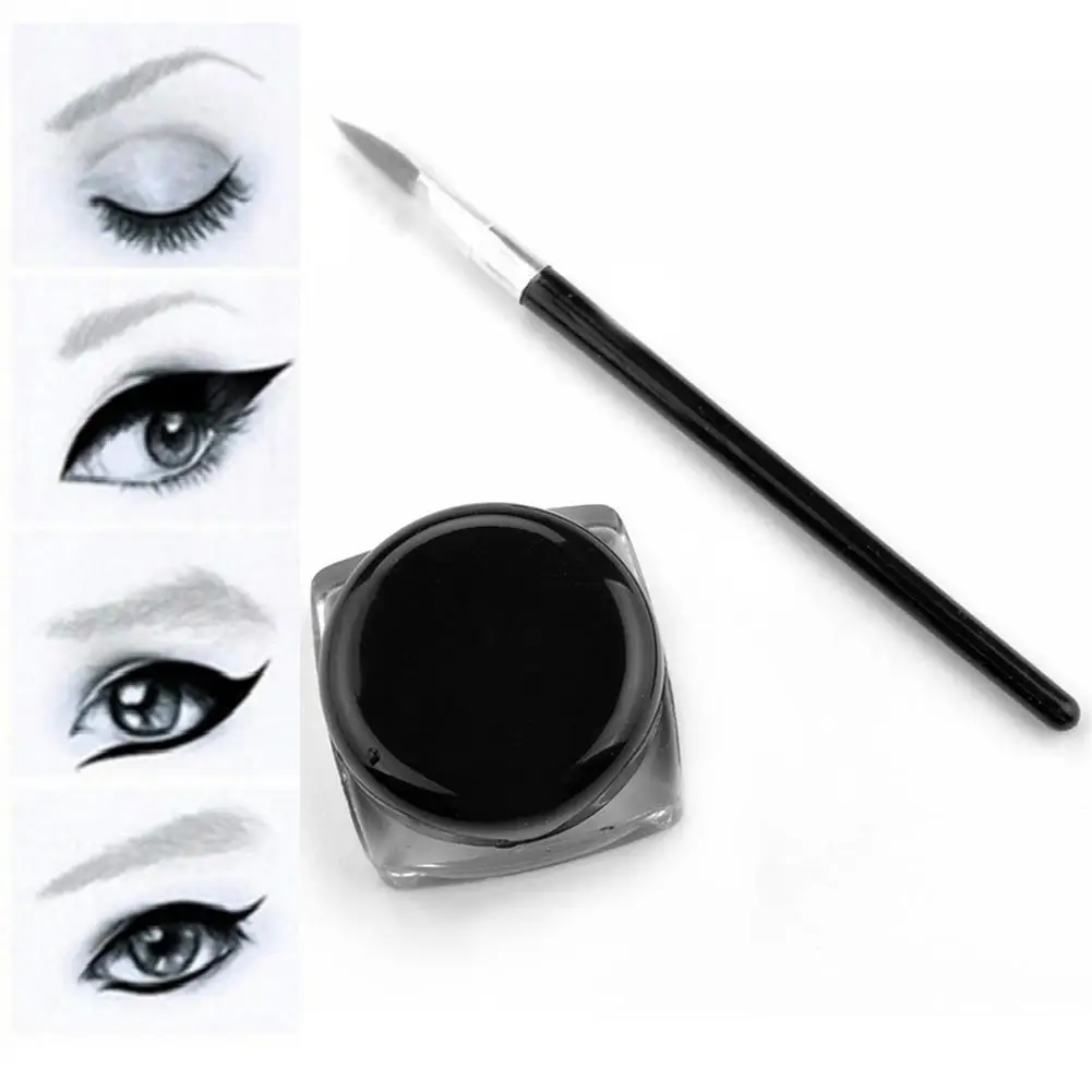 Waterproof Eye Liner Eyeliner Shadow Gel Makeup Cosmetic + Black Brush Waterproof Eye Liner Eyeliner Shadow Gel Makeup Cosmetic + Black Brush