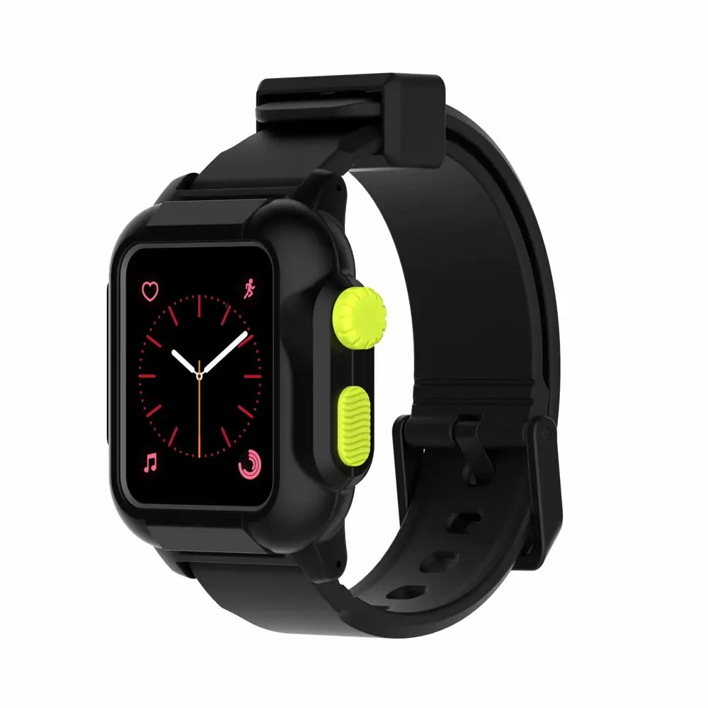 Светящийся спортивный чехол+ ремешок для apple watch Группа apple watch 4 3 5 44 мм/40 мм/42 мм водонепроницаемый Iwatch браслет чехол - Цвет ремешка: Black Yellow button