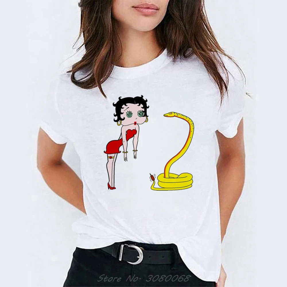 Betty Boop футболка женская летняя Эстетическая женская одежда футболка с Микки Маусом Женская Модная стильная женская футболка