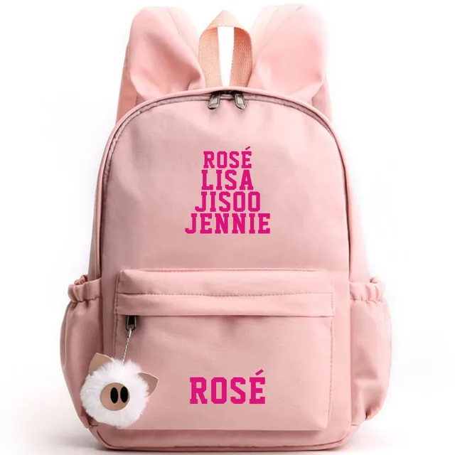 all black pink bookbag
