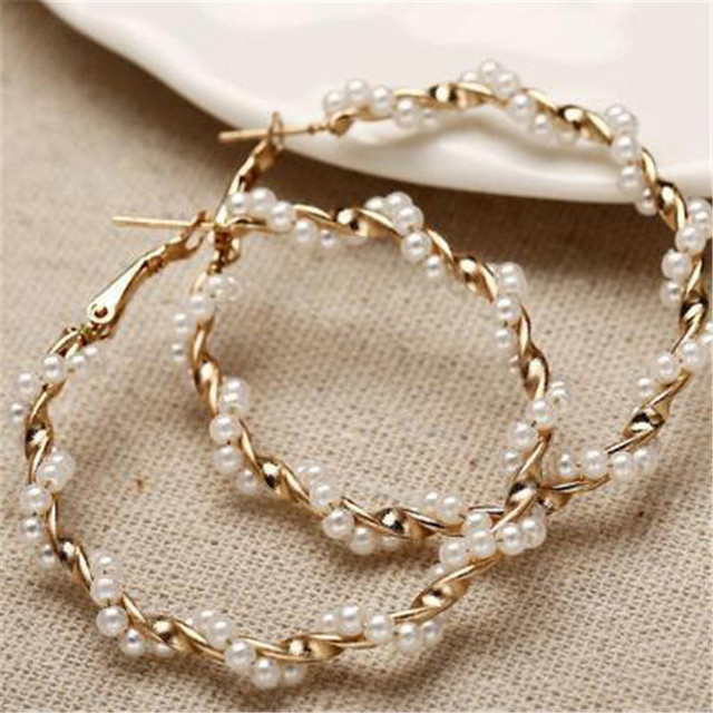 Korea New Fashion Gold Silver Color Cross Crystal Drop Earrings for Women Elegant Cute Pearl Earrings Brincos Jewelry