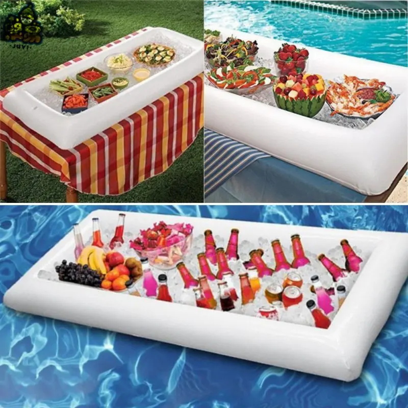 

Inflatable Beer Table Pool Float Summer Water Party Air Mattress Ice Bucket Serving/Salad Bar Tray Food Drink Holder