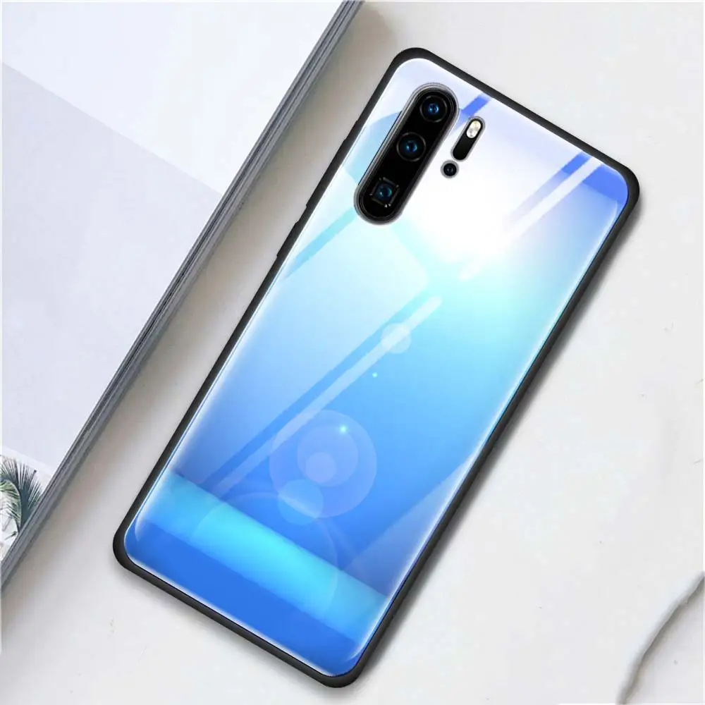 Чехол для телефона из закаленного стекла для huawei mate 10 20 Lite Pro Чехол для Honor 8X 9X 9X Pro задний корпус синий светильник - Цвет: T17