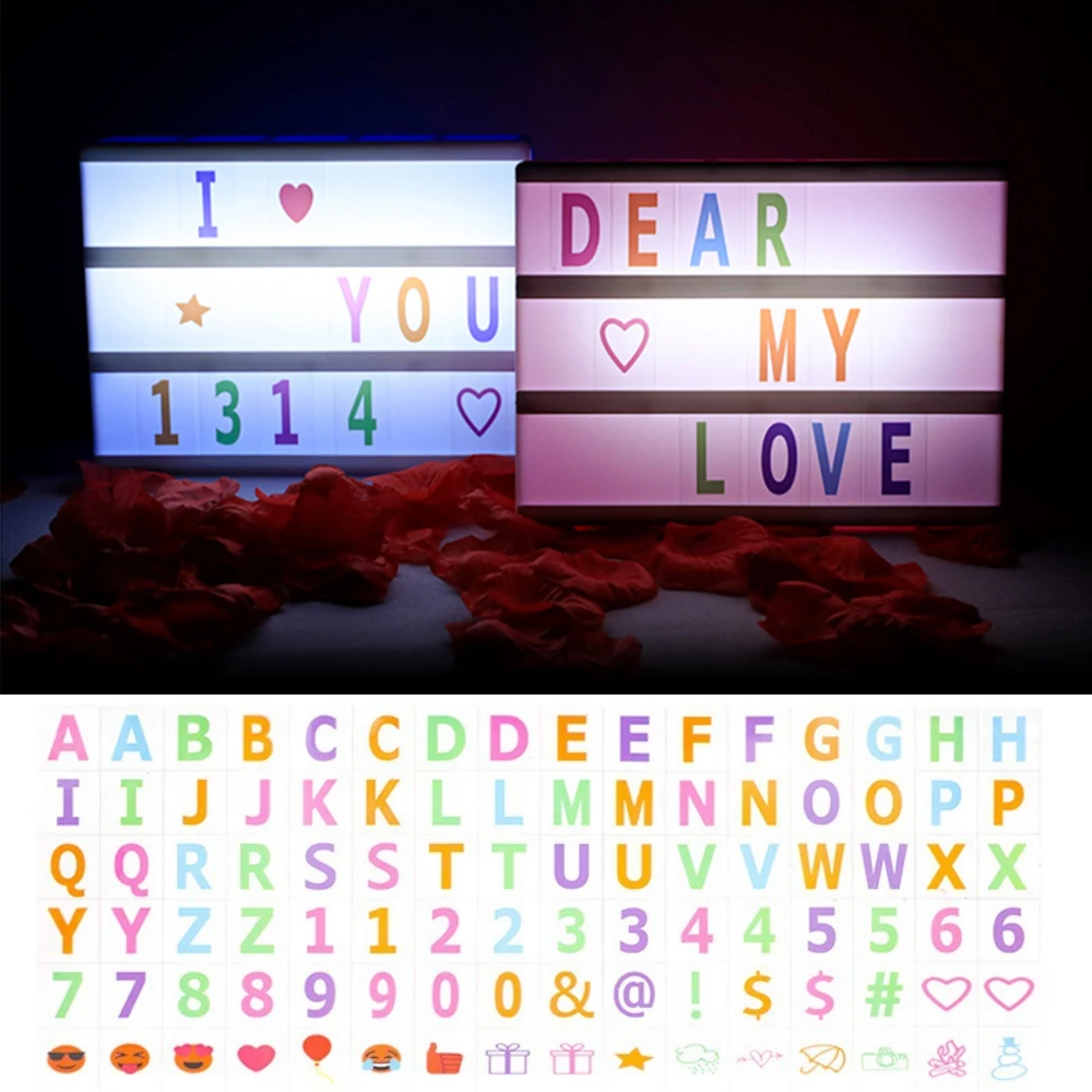 A5 A6 A4 Size LED Combination Night Light Box Lamp DC5V Message Board Colorful Letters Cards Decoration Lamp Cinema Lightbox