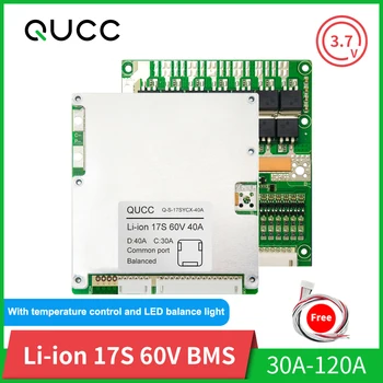 

QUCC BMS 17S 60V 30A 40A 50A 60A 80A 100A 120A 18650 Balancer Lithium Battery Protection Board with Balance Temperature Control