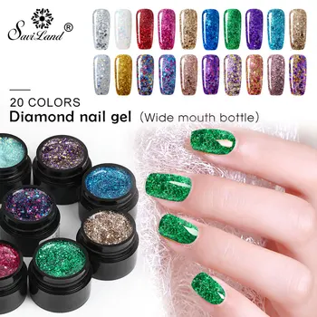 

Saviland Glitter Brilliant Nail Art Supper Diamond Shining 3D Diamond 20 Color Glitter Sequin Starry Platinum Paint Gel