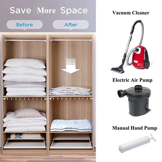 Vacuum Storage Bags + Hand Pump - Maximize Your Storage Space