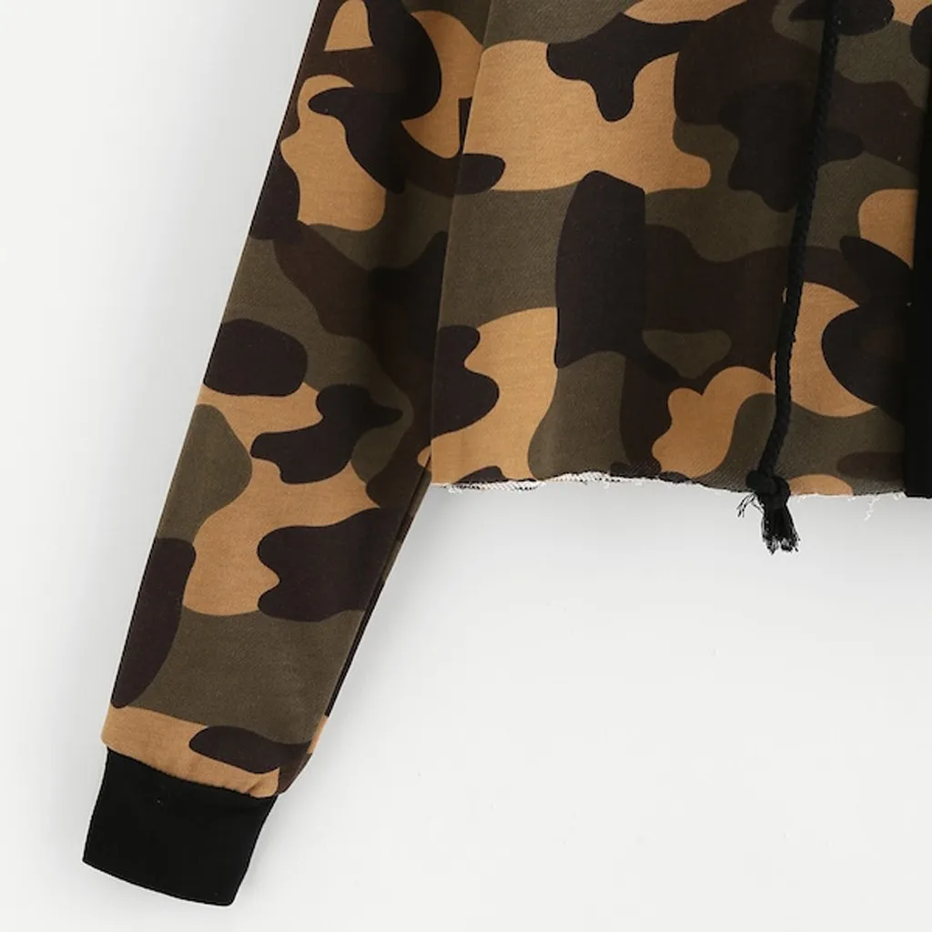 Камуфляжные короткие толстовки для женщин тонкие свитшоты командные