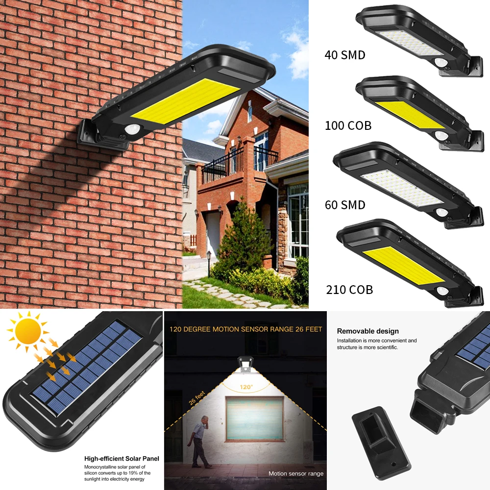 

Solar Street Light 40/60/200/210LED Outdoor Waterproof Lighting Wall Lamp Solar Powered Motion Sensor For Villas and Garden Yard