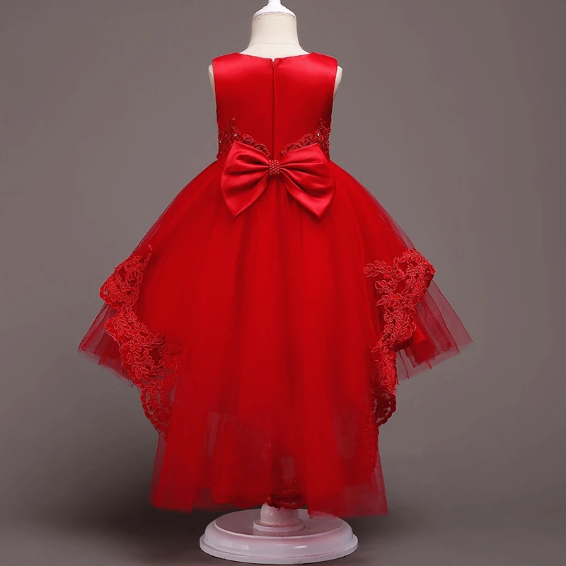 Skyyue/Платья с цветочным узором для девочек 6 цветов, пышные платья в пол с бантом и шлейфом для девочек детские праздничные кружевные платья для девочек, 584
